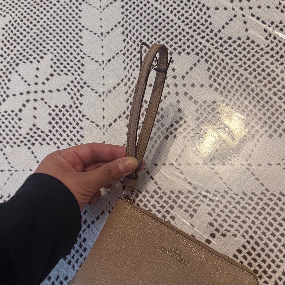 Coach Tan Leather Wristlet Clutch - Picture 8 of 8